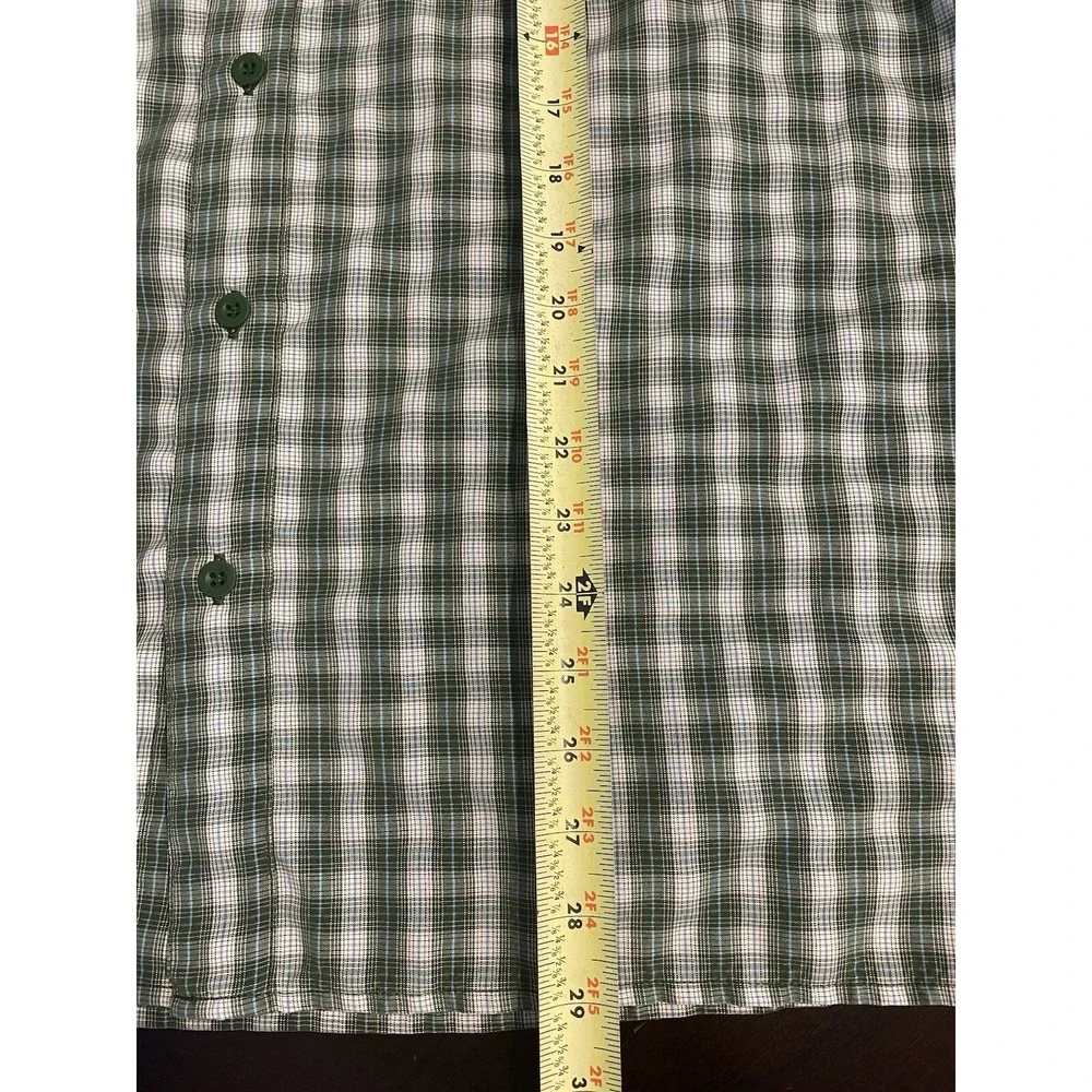 The North Face Button Up Shirt Mens Lg Green Plaid Short Sleeve Hiking Gorpcore